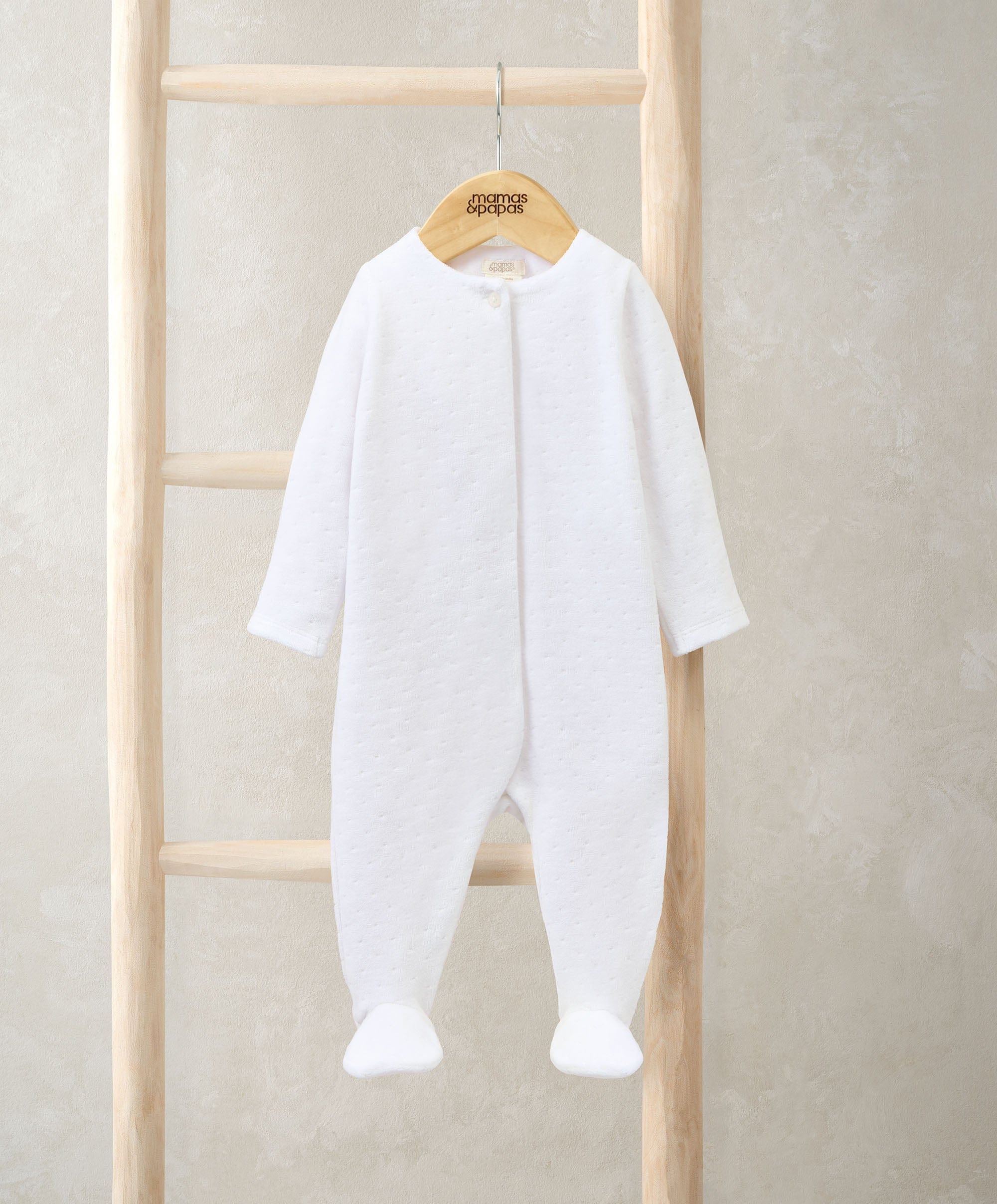 Textured Velour All In One - White