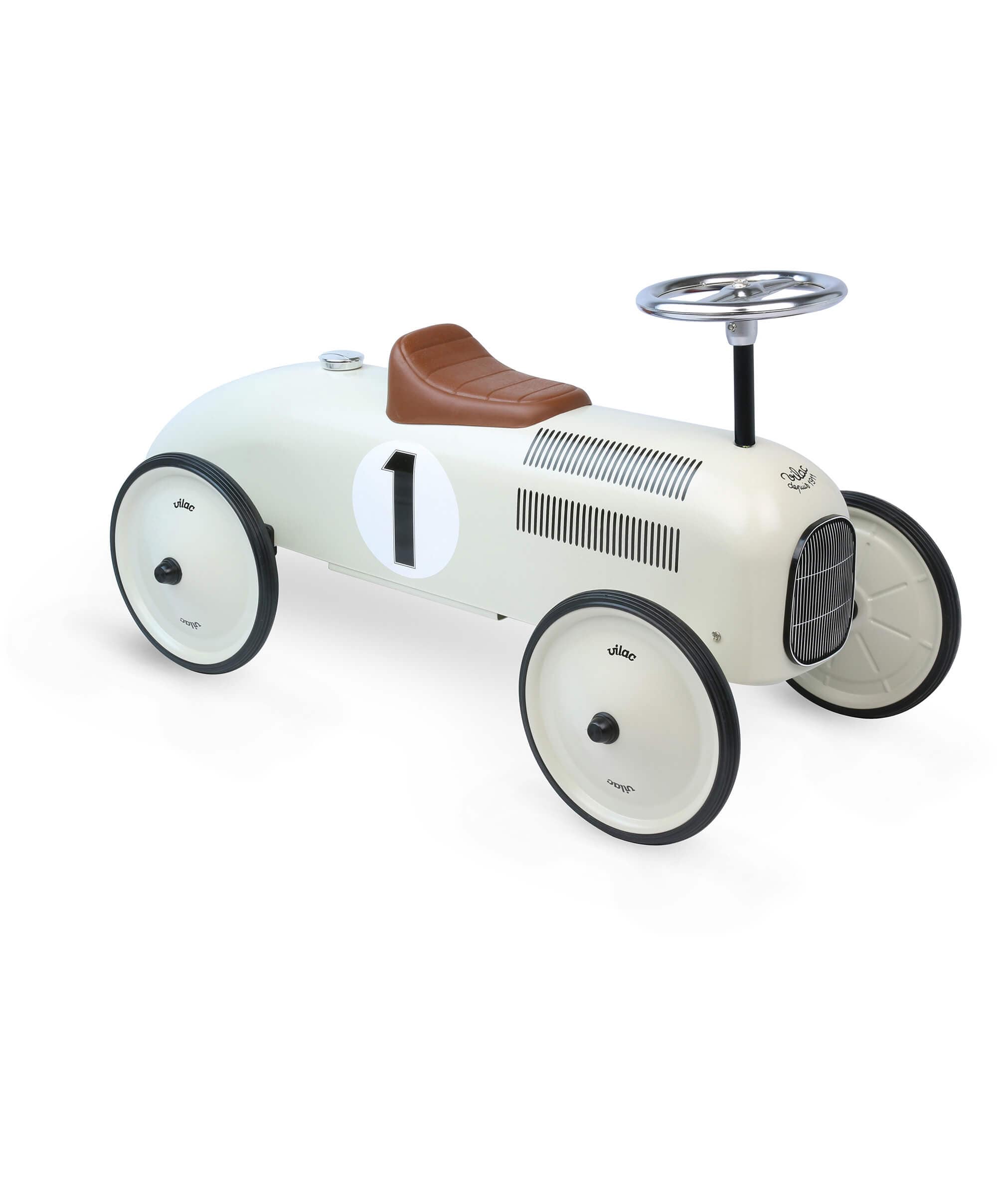 Vilac Ride On Metal Car Toy - Off White - Image 4