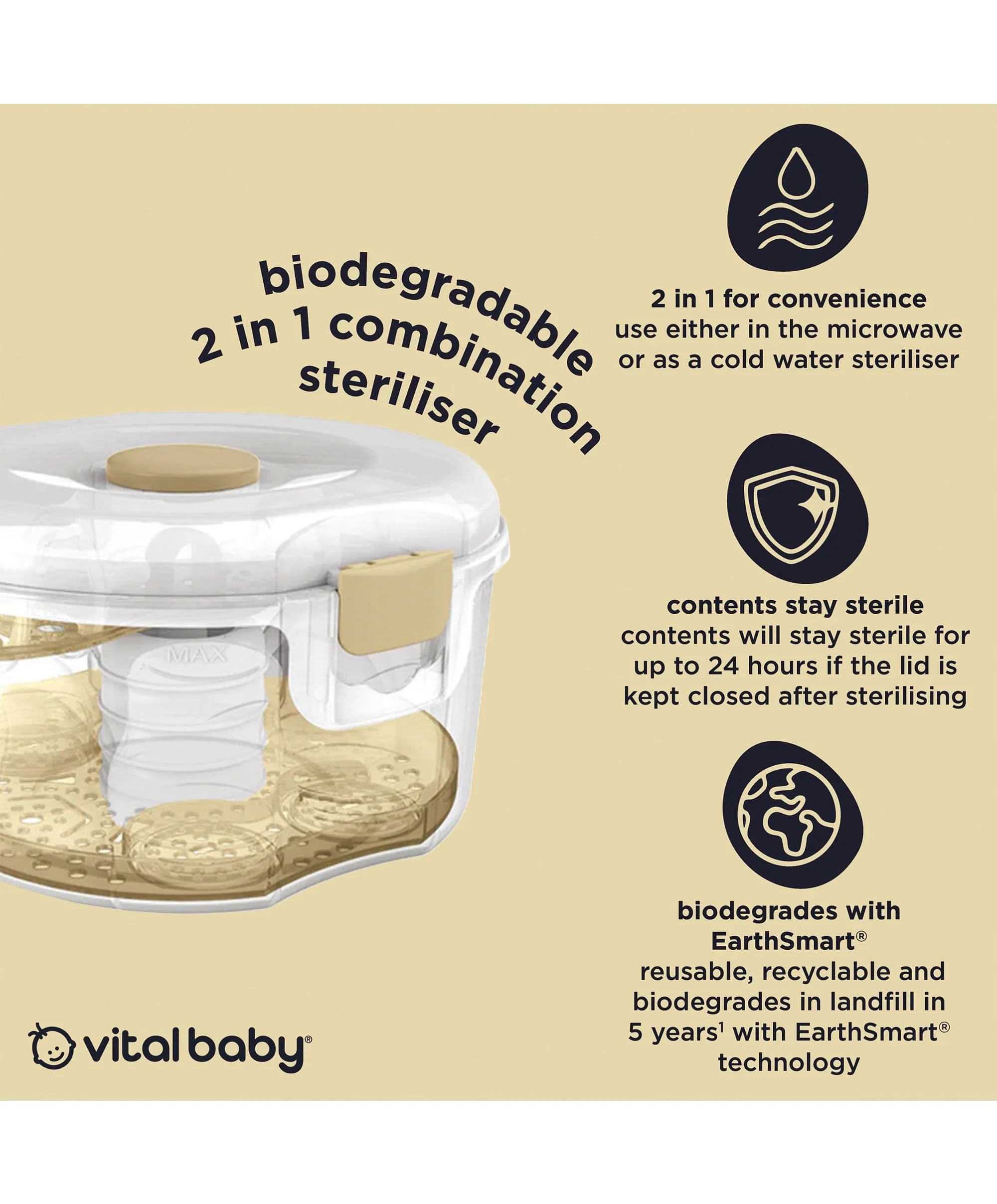 Vital Baby Nurture 2 in 1 combination steriliser - Image 4
