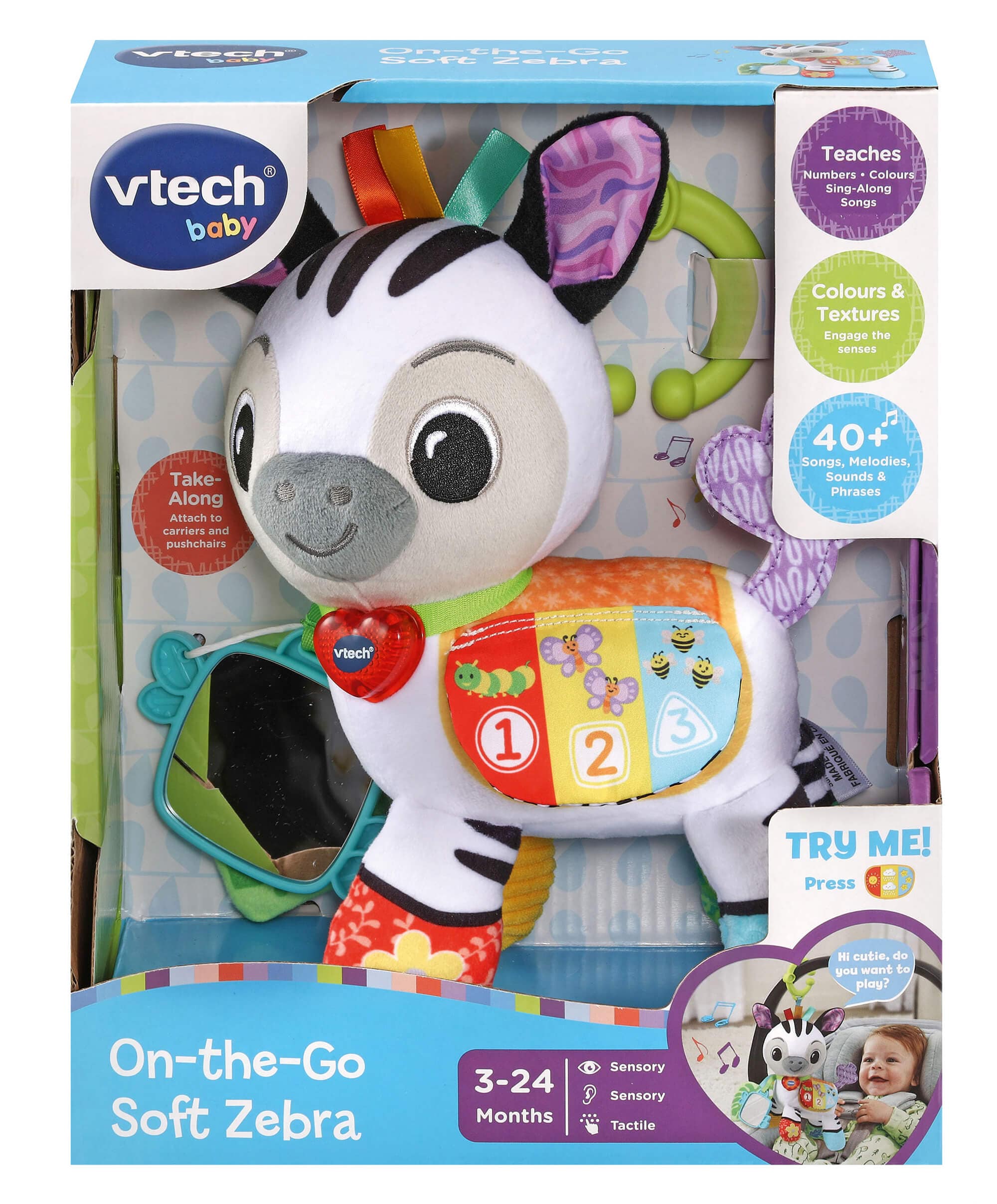VTech On-the-Go Soft Zebra Travel Toy - Image 3