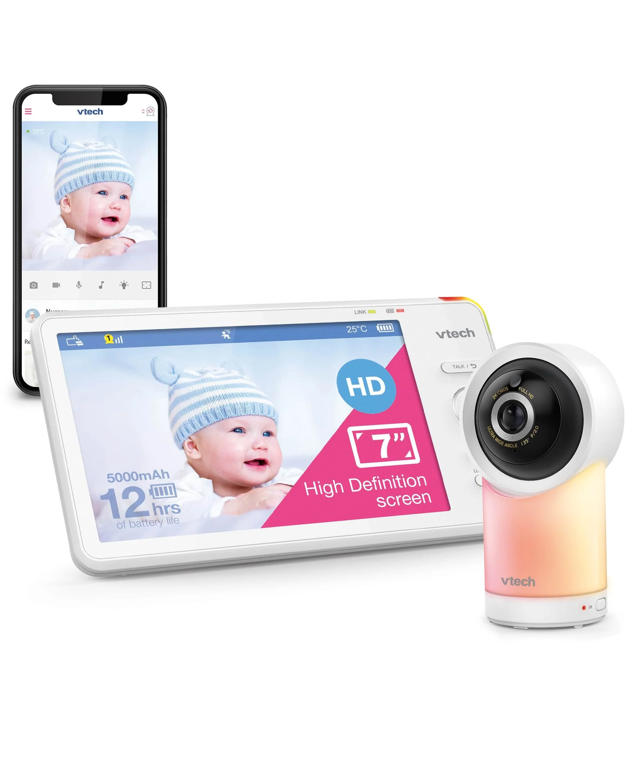VTech RM7766HD 7inch Smart Pan & Tilt Baby Monitor in White - Image 13