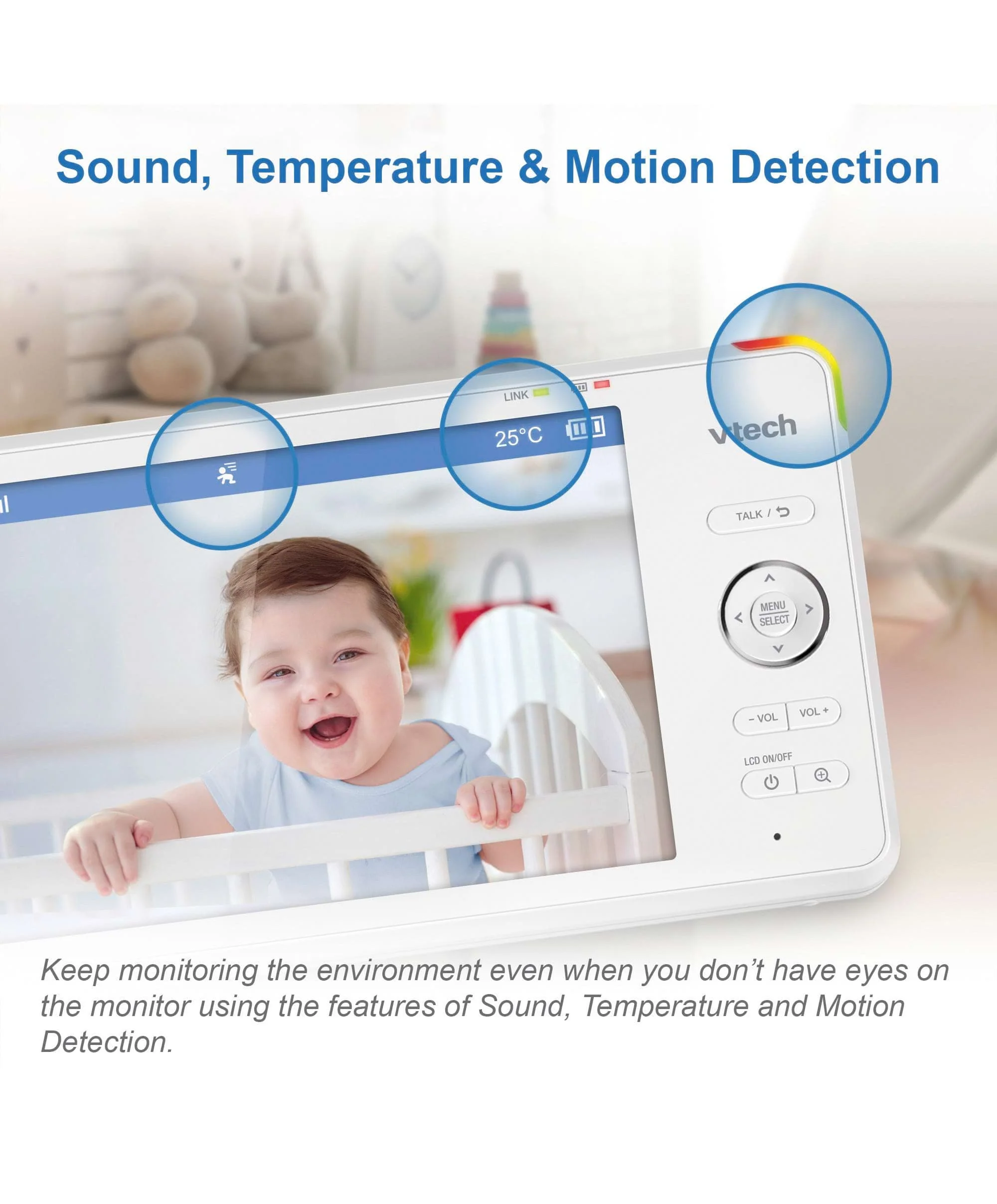 VTech RM7766HD 7inch Smart Pan & Tilt Baby Monitor in White - Image 21