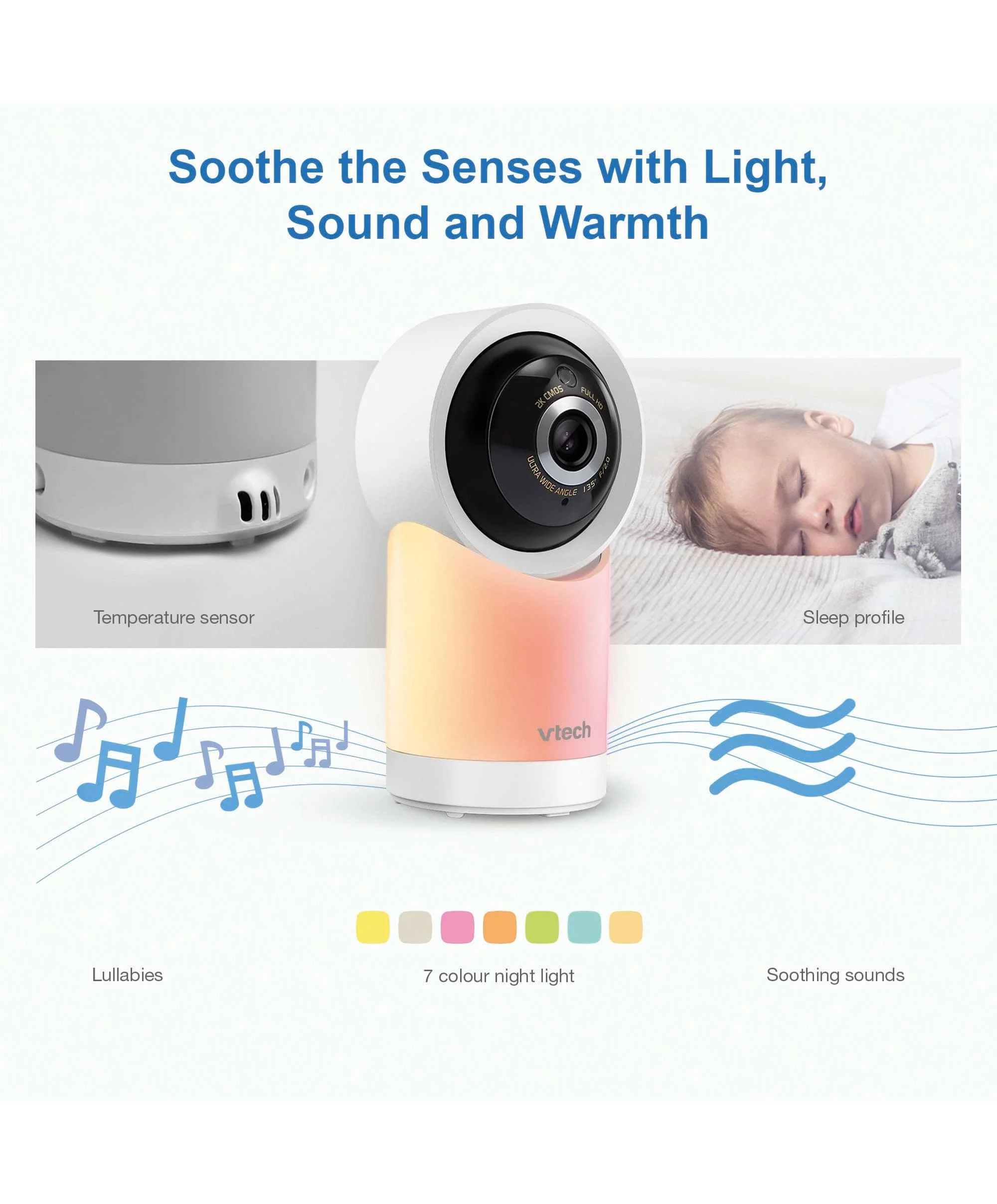 VTech RM7766HD 7inch Smart Pan & Tilt Baby Monitor in White - Image 5