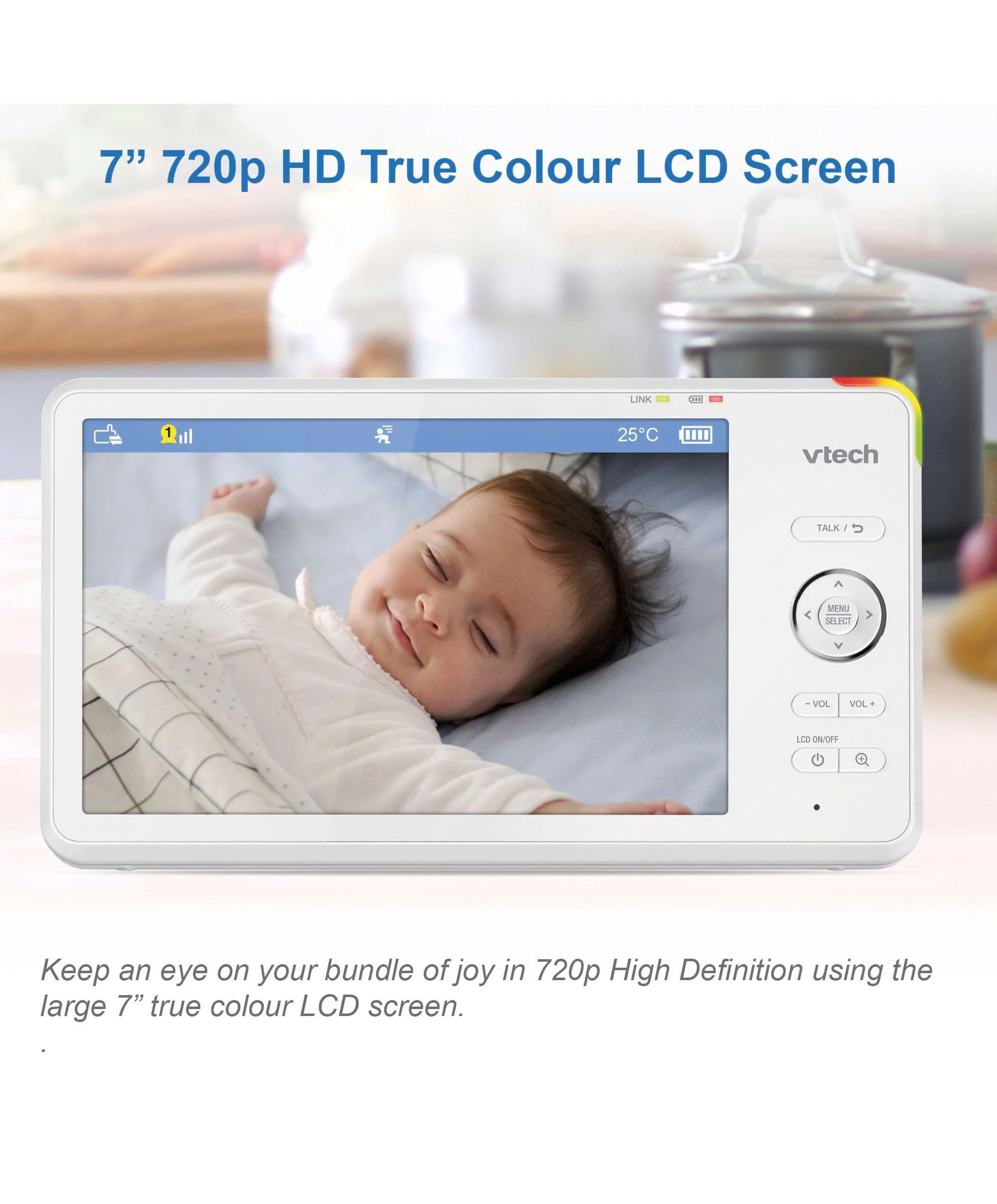 VTech RM7766HD 7inch Smart Pan & Tilt Baby Monitor in White - Image 6