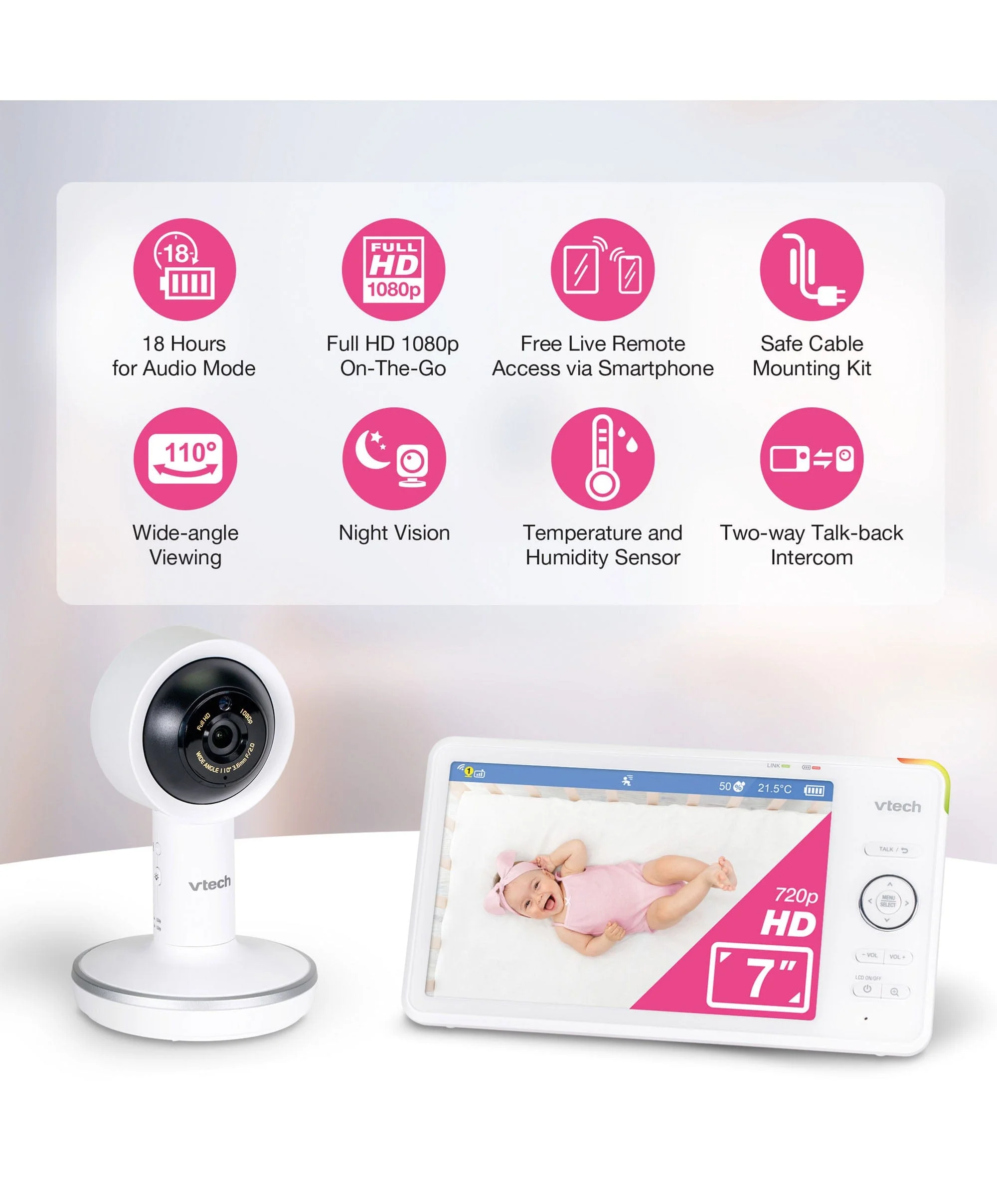 VTech RM7787HD 7inch Over-The-Cot Smart Monitor - Image 13