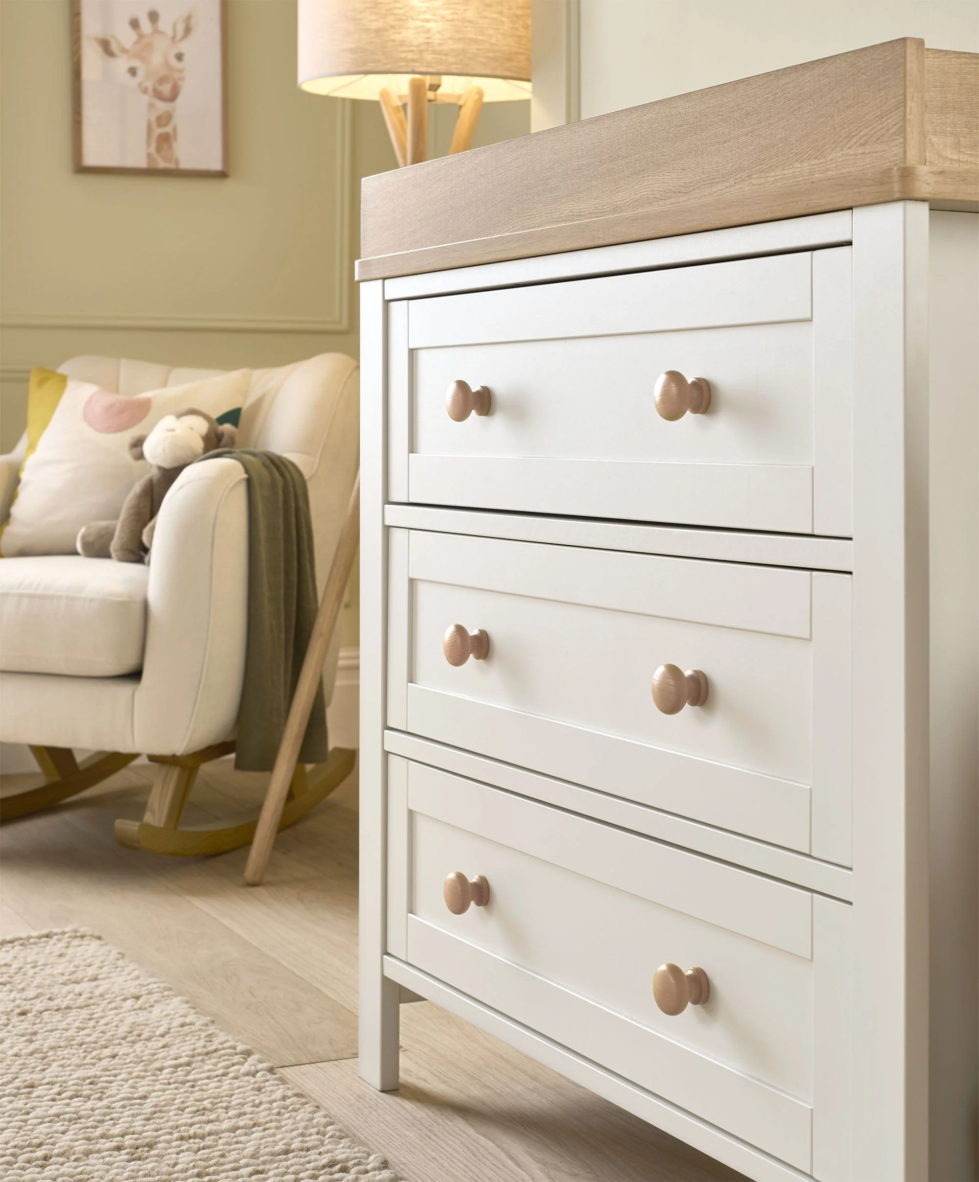 Wedmore 3 Piece Cotbed Range with Dresser Changer & Wardrobe - White/Oak - Image 3