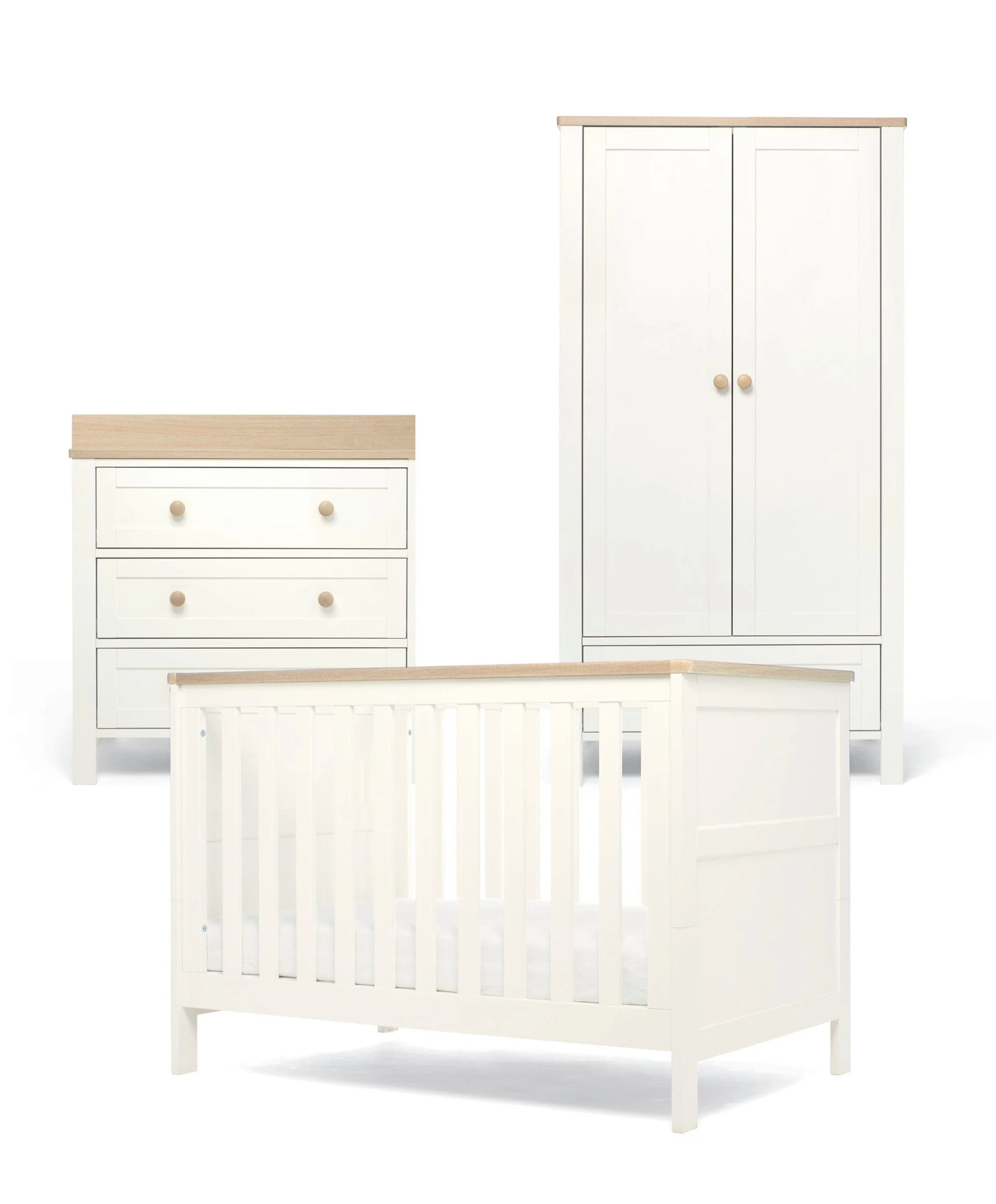 Wedmore 3 Piece Small Cotbed Range with Dresser Changer & Wardrobe - White/Oak