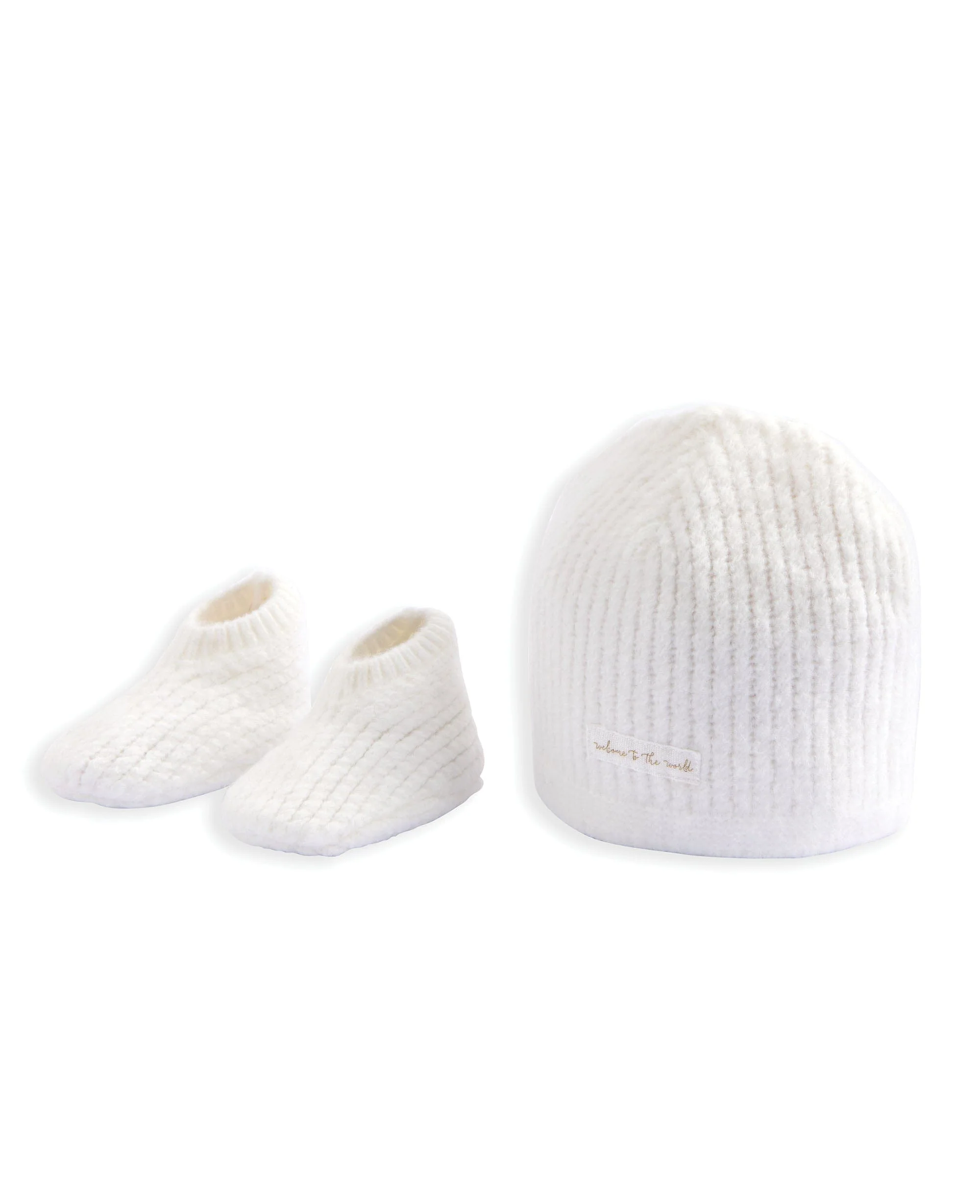 Waffle Knit Hat & Booties Set - White - Image 2