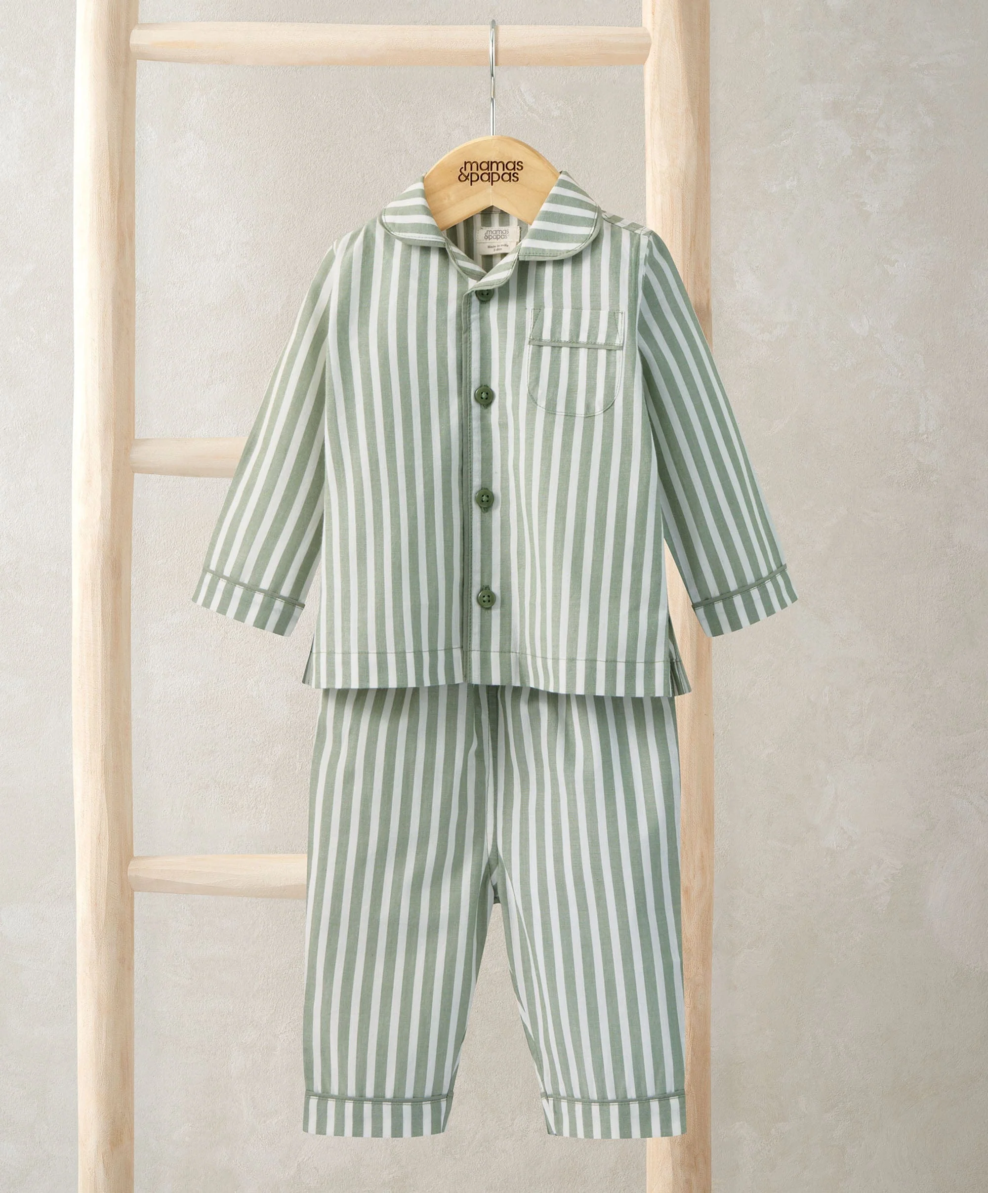 Woven Green Stripe Pyjamas